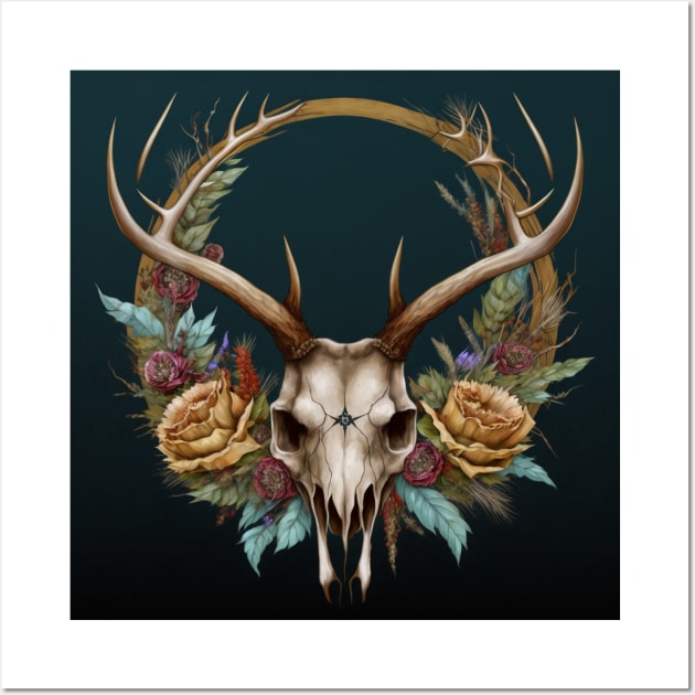 Stag wreath Wall Art by BloodRubyz